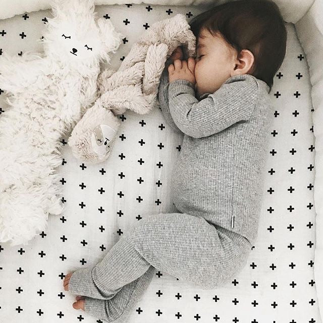 Black Cross Fitted Crib Sheet