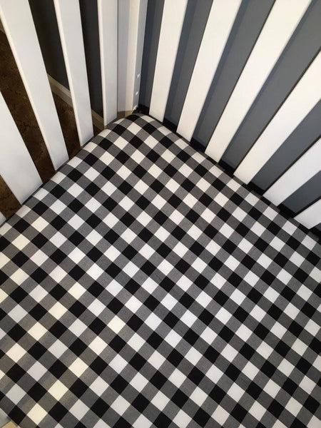 Buffalo Plaid B&W Fitted Crib Sheet